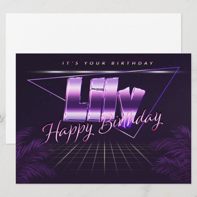Lily name First name pura retro card Birthday (Front/Back)