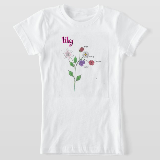 Lily Name Girl's Flower T-Shirt (Laydown)