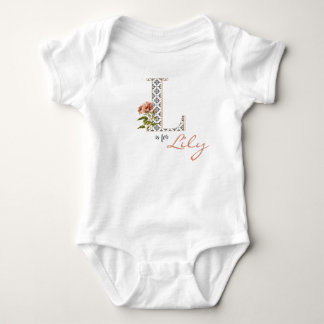 Lily Name Reveal Floral Letter L Girl Whimsical Baby Bodysuit