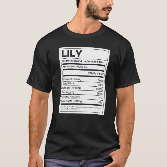 Lily Nutrition Information Problem Solving Hard Wo T-Shirt (Front)