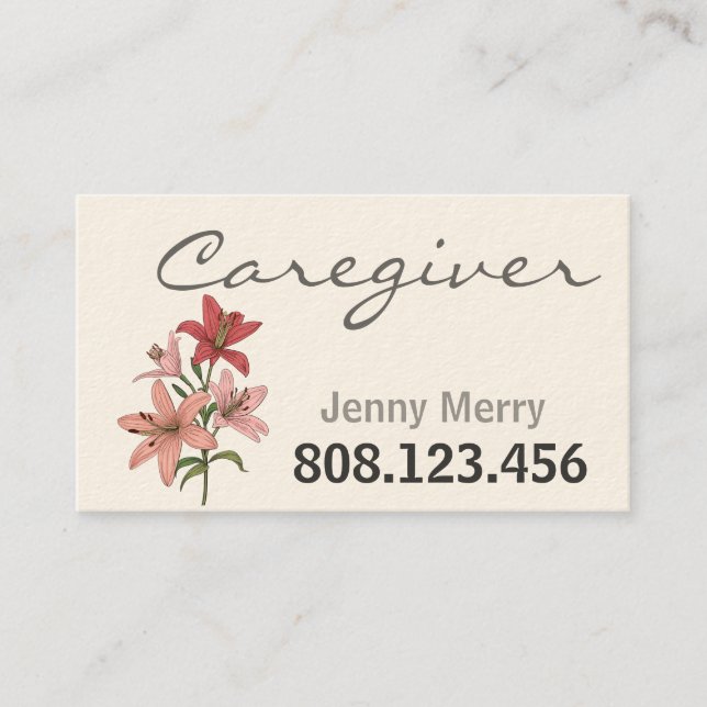 Lily of Compassion: Caregiver Business Cards (Front)