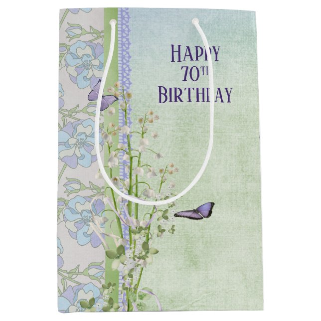 Lily of the Valley 70th Birthday      Medium Gift Bag (Front)