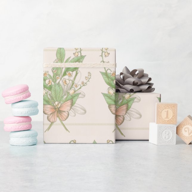Lily of the Valley and Butterfly Wrapping Paper (Baby Shower)