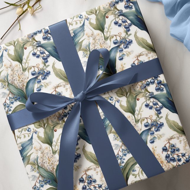 Lily of the Valley and Hawthorn Floral Pattern Wrapping Paper (Elegant Maximalist Lily of the Valley and Hawthorne Floral Wrapping Paper)