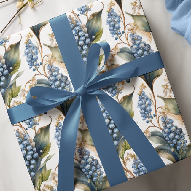 Lily of the Valley and Hawthorn Floral Pattern Wrapping Paper (Elegant Maximalist Lily of the Valley and Hawthorne Floral Wrapping Paper)