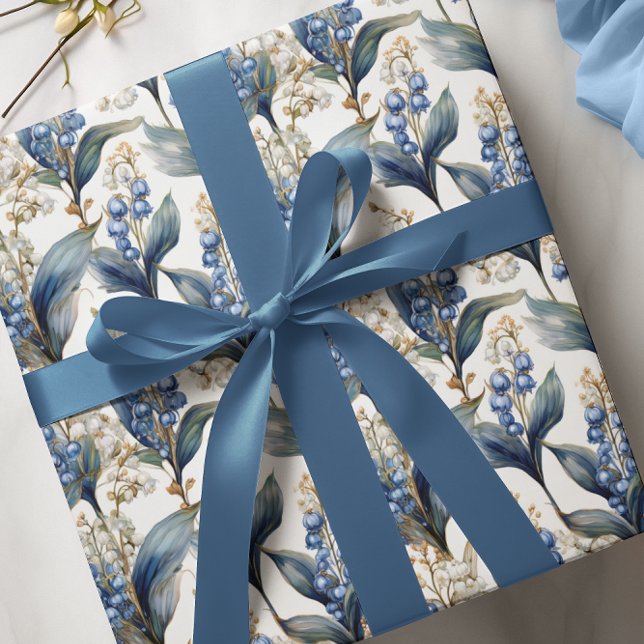 Lily of the Valley and Hawthorn Floral Pattern Wrapping Paper (Elegant Maximalist Lily of the Valley and Hawthorne Floral Wrapping Paper)