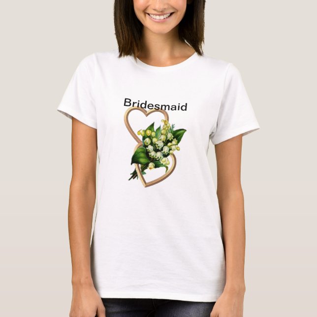 Lily of the Valley and Hearts Bridesmaid T-Shirt (Front)