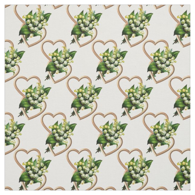 Lily of the Valley and Hearts Fabric (Swatch)