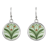 Lily of the valley and ladybugs symmetry in green,