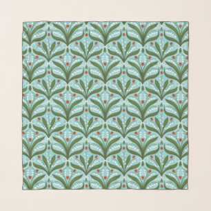 Lily of the valley and ladybugs symmetry in green, scarf