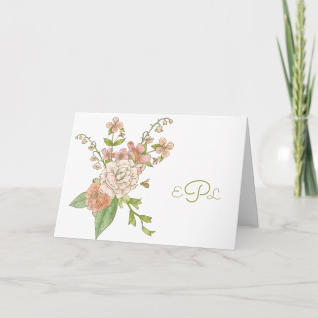 Lily of the Valley and Roses Personal Stationery Card (Front)