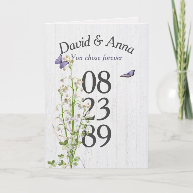 Lily of the Valley Anniversary Congratulations Card (Front)