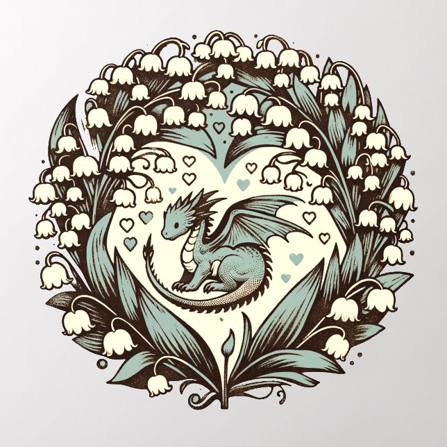 Lily of the Valley Baby Dragon Cute Dragons        Wall Decal (Insitu 2)