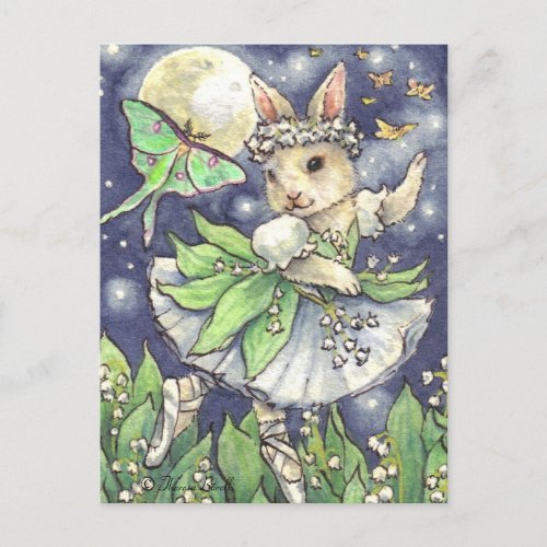 Lily of the valley Ballerina Bunny Postcard