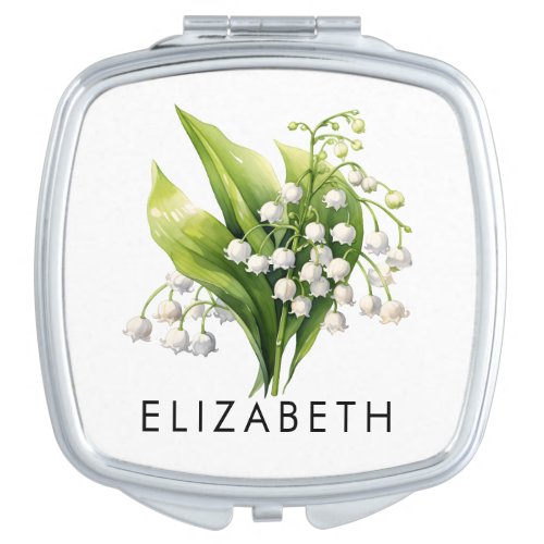 Lily Of The Valley Birth Flower Gift For Her Compact Mirror