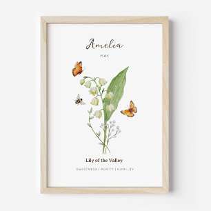 Lily of the Valley Birth Month Flower Poster