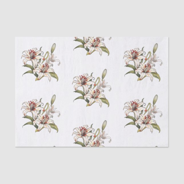 Lily Of The Valley. Blooming orange lily stem Tissue Paper (Front)
