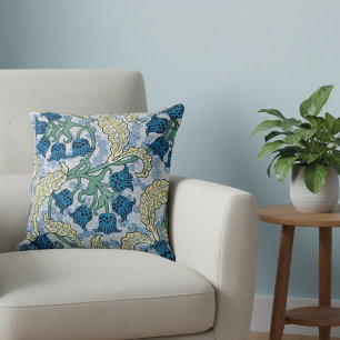 Lily of the Valley Blue Floral Throw Pillow