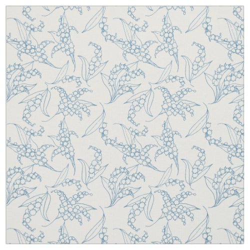 Lily_of_the_Valley Blue Outlines on White Floral Fabric