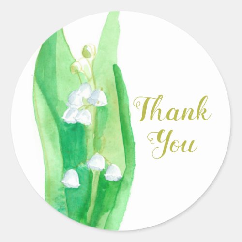Lily Of The Valley Botanical Flower Thank You Classic Round Sticker