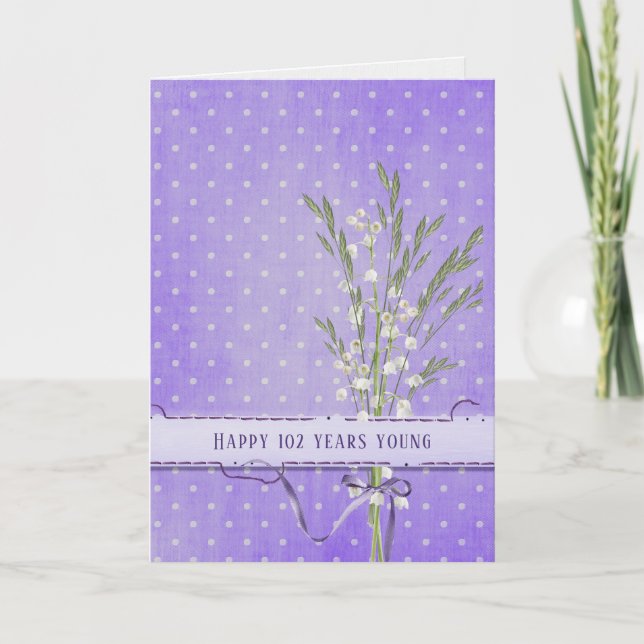 Lily of the Valley Bouquet 102nd birthday Card (Front)