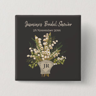 Lily Of The Valley Bouquet Bridal Shower Button