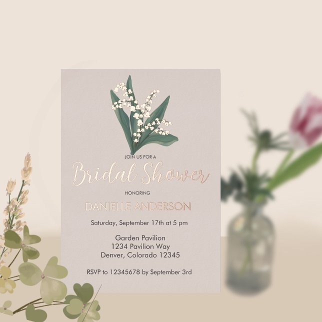 Lily Of The Valley Bouquet Bridal Shower Foil Invi Foil Invitation (Creator Uploaded)