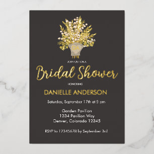 Lily Of The Valley Bouquet Bridal Shower Foil Invitation