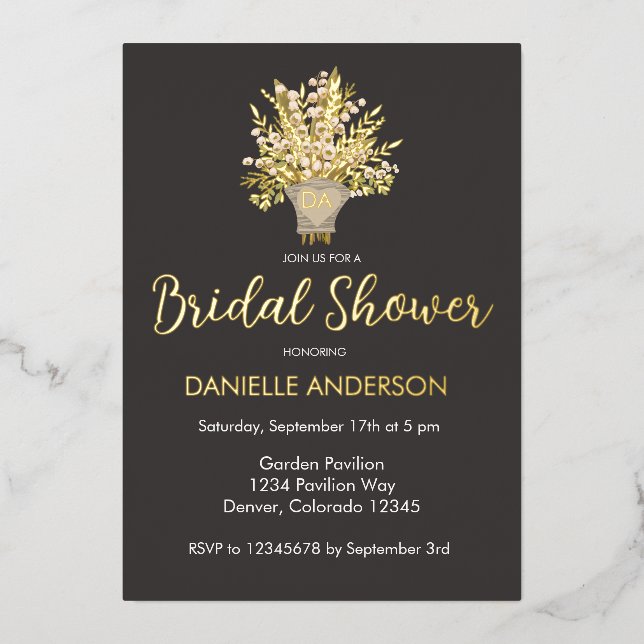 Lily Of The Valley Bouquet Bridal Shower Foil Invitation (Front)