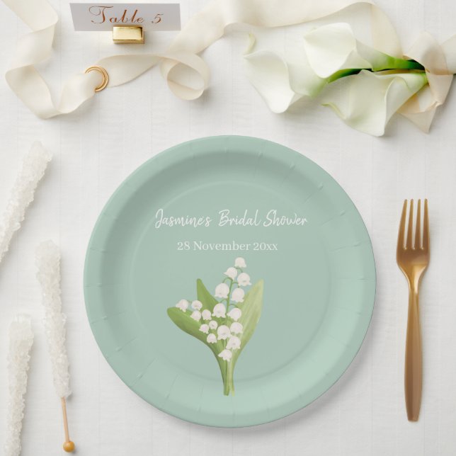 Lily Of The Valley Bouquet Bridal Shower  Paper Plates (Wedding)