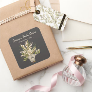 Lily Of The Valley Bouquet Bridal Shower  Square Sticker