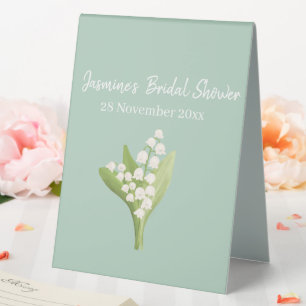Lily Of The Valley Bouquet Bridal Shower  Table Tent
