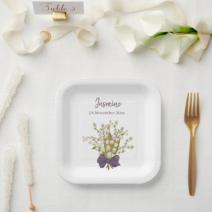 Lily Of The Valley Bouquet with Purple Bow  Paper Plates