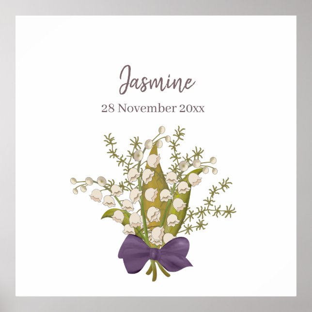 Lily Of The Valley Bouquet with Purple Bow  Poster (Front)