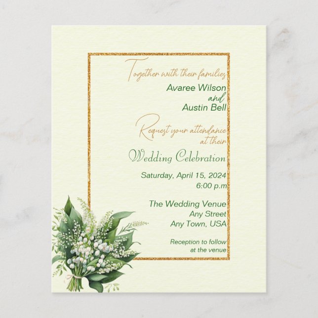 Lily of the Valley BUDGET Wedding Invitation (Front)