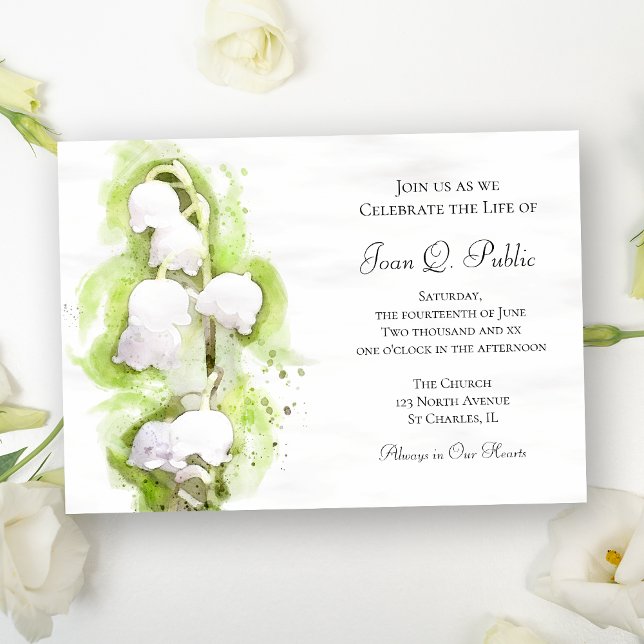 Lily of the Valley Celebration of Life Memorial Invitation (Creator Uploaded)