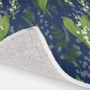 Lily of the Valley Dark Blue Background Rug