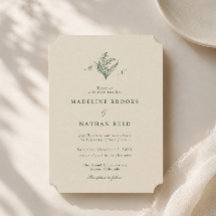 Lily of the Valley Dark Green Wedding Invitation