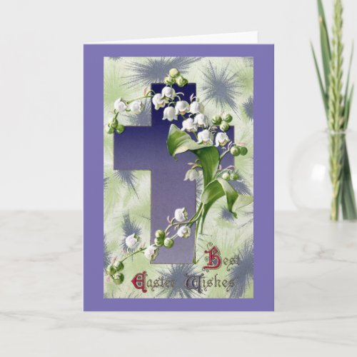 Lily of the Valley Easter Cross Holiday Card