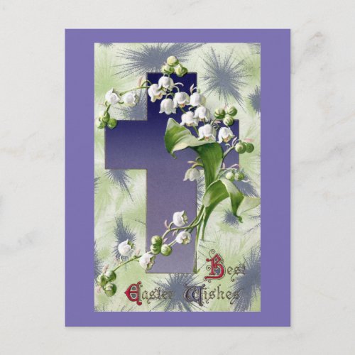 Lily of the Valley Easter Cross Holiday Postcard