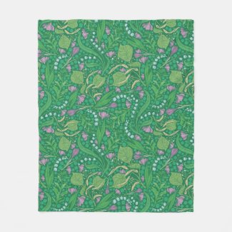 Lily of the Valley Emerald Fleece Blanket