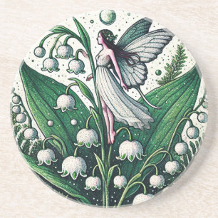 Lily of the Valley Fairy Illustration Spring       Coaster