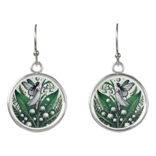 Lily of the Valley Fairy Illustration Spring       Earrings