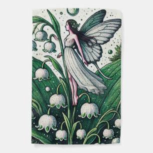 Lily of the Valley Fairy Illustration Spring Garden Flag