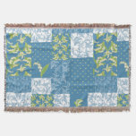 Lily-of-the-Valley Faux Patchwork Blue Throw Blanket