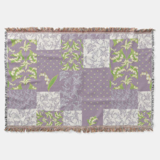 Lily-of-the-Valley Faux Patchwork Mauve Throw Blanket