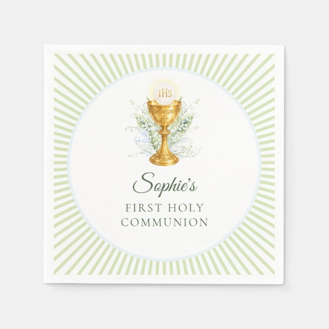 Lily of the Valley First Holy Communion Napkins (Front)