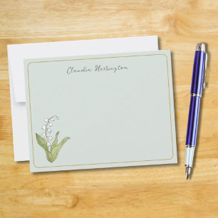 Lily of the Valley Floral Botanical Sage Green Note Card