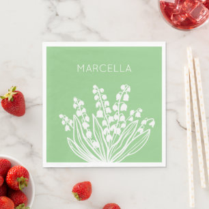Lily of the Valley Floral Bouquet Custom Name Napkins