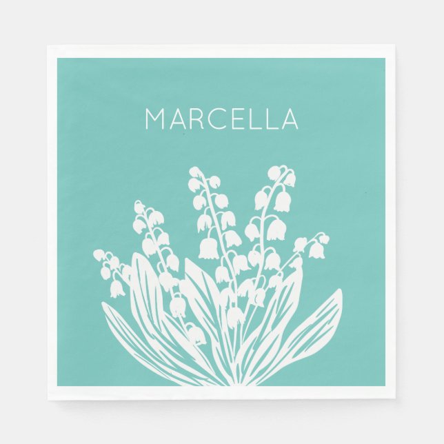  Lily of the Valley Floral Bouquet Custom Name  Napkins (Front)